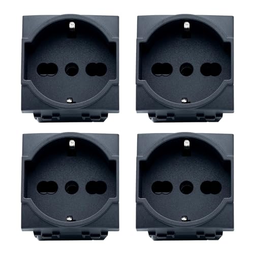 BRATEK - 4 prese schuko compatibili con presa schuko living - Presa elettrica 2P+T 16A presa shuko-italiana compatibile con frutti