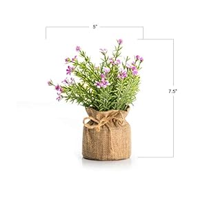 Velener Babys Breath Artificial Flowers in Small Burlap Bag Vases 3Pcs Gypsophila Faux Flowers Farmhouse Home Coffee Table Bookshelf Office Desk Decorations Kitchen Dining Room Fake Plants Indoor