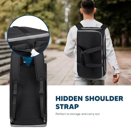 Convertbile Garment Duffle Bags for Travel, Carry on Garment Bag for Men Women - 4 in 1 Hanging Suit Business Travel Bag with Double Back Strap and Detachable Shoulder, Waterproof -Black3