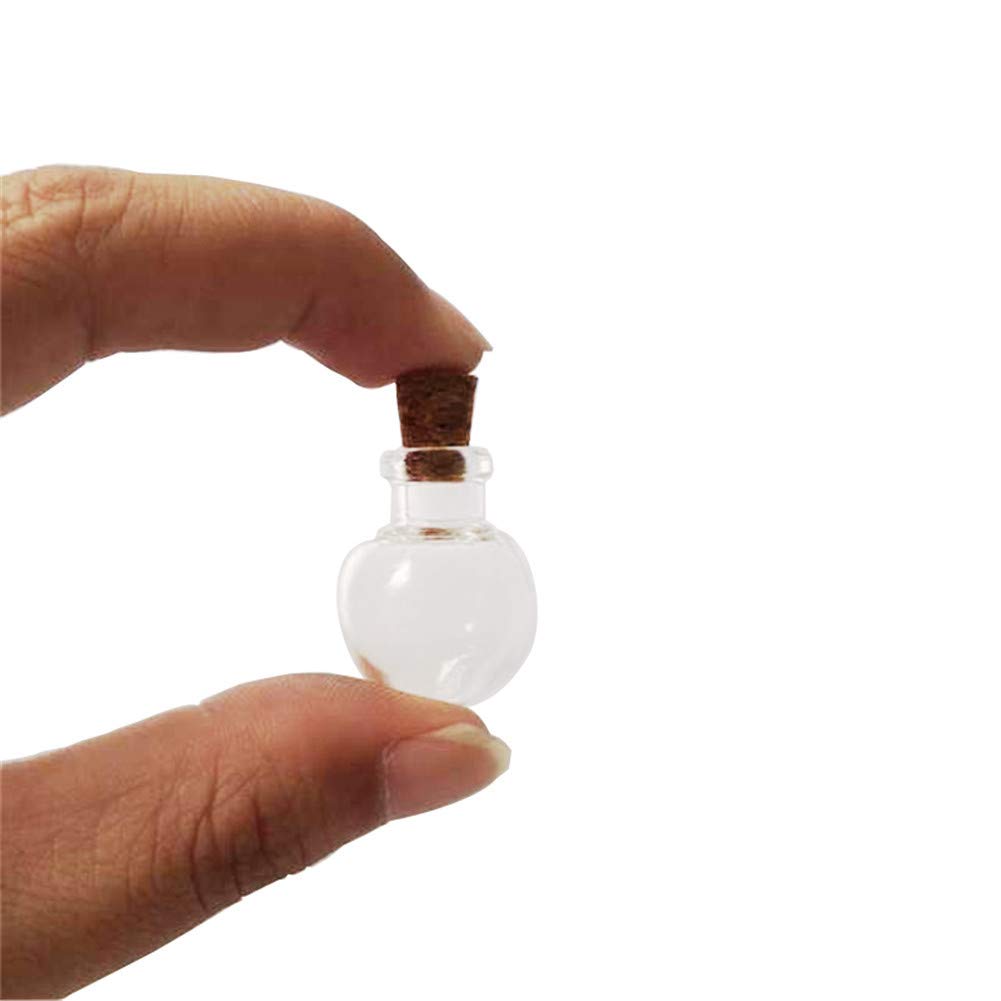 TAI DIAN Mini Cute Glass Bottles Pendants Mixed 10 Shape Small DIY Hanging Bottles with Cork DIY Jars Gifts Vial, ball, Glass
