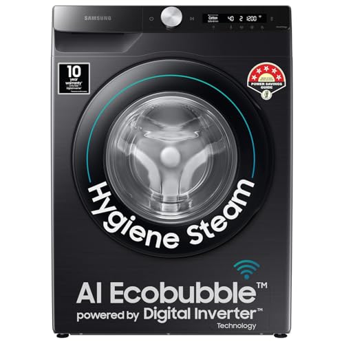 Image of Samsung 7 Kg Fully-Automatic Front Loading Washing Machine Appliance with AI Control & SmartThings Connectivity (WW70T502DAB1TL,Black Caviar)