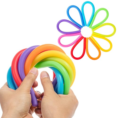 Mr. Pen- Monkey Noodles Fidget Toy, 9 Pack, Rainbow Rocket Color Theme, Colorful Non-Toxic Silicone, Stretchy Fidget Toy, Monkey String, Stretchy Sensory Strings