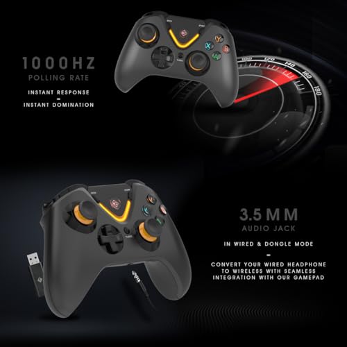 Image of Cosmic Byte Ares Pro Wireless Controller for PC, Android, iOS - Tri-Mode (2.4GHz, Bluetooth, Wired), Hall Effect Joysticks & Triggers, 1000Hz Polling, Backlit Buttons, 3.5mm Audio Port, Upgraded Windows Software Support (Black)