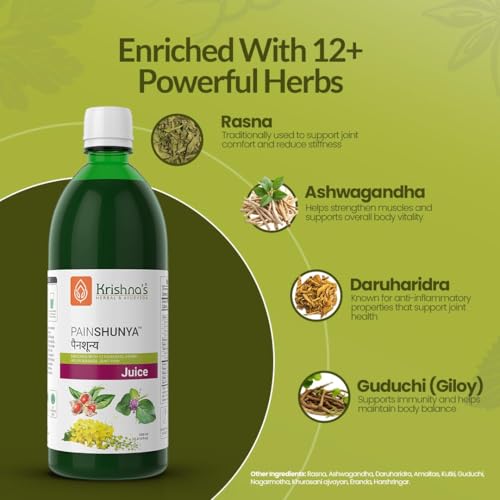 Image of Krishna's Painshunya Juice - Enriched With 12 herbs - Ayurvedic Herbal Juice for Joint Pain Relief & Body Comfort - 1000 ml