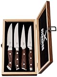 STEAKMAN Kitchen Knife Set Gift for Parents' Day - 4 Piece Kitchen Chef Knife Set - Unique Present in Wooden Gift Box - Stainless Steel Ultra Sharp Knives Set – Wooden Handles Knives