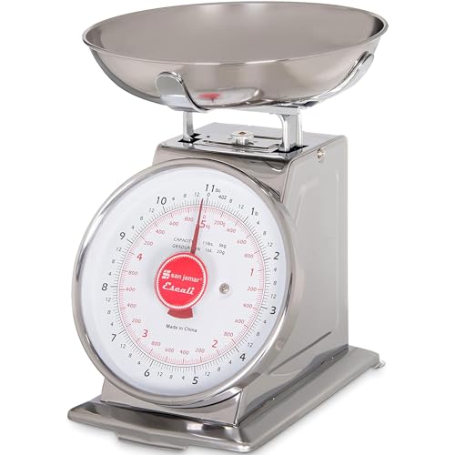 San Jamar Escali Stainless Steel Mechanical Dial Scale with Bowl, Silver