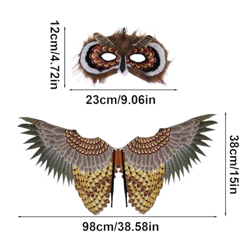 Qooplu Owl Costume Kids, Bird Costume, Lightweight Owl Wings Set, Colorful Felt Bird Capes Costumes For Kids Halloween Carnival Stage Performance Cosplay Party Masquerade Theater Prop - Image 6