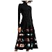 Produktbild Maxikleid Für Damen Mit Hoher Taille Langarm Pullover High Neck Kleid Slim-fit Rock Mit A-Linie Und Blumendruck Lässige Arbeitskleidung Frühlingslanges Kleid