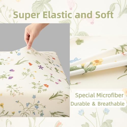 Image of SDIII 2 Pack Floral Crib Sheets for Baby Girl 52x28 Stretchy Microfiber Jersey Knit Crib Sheets Floral for Standard Crib and Toddler Mattress