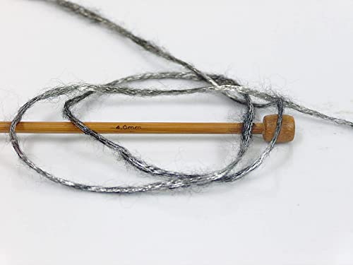 Ice Yarn Rock Star (Pack Of 2) Shiny Knitting Yarn For Diy Handmade Crochet Thread 19% Merino Wool,11% Acrylic,70% Polyamide (2X1.76 Oz),(2X125 Yards) Including Folding Scissors (Silver Black) #TOP3