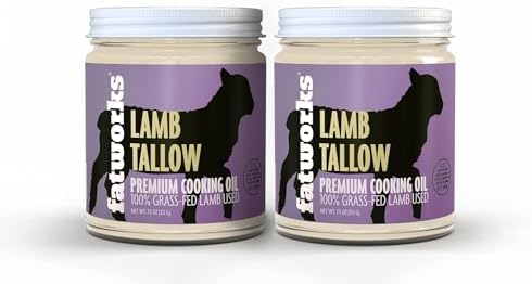 Fatworks Premium Lamb (Mutton) Tallow, 100% Grass-Fed Grass-Finished, Pasture Raised, Artisanally Rendered, Gourmet, Ethnic Cooking, Baking, Frying, WHOLE30 APPROVED, KETO, PALEO, 7.5 oz.