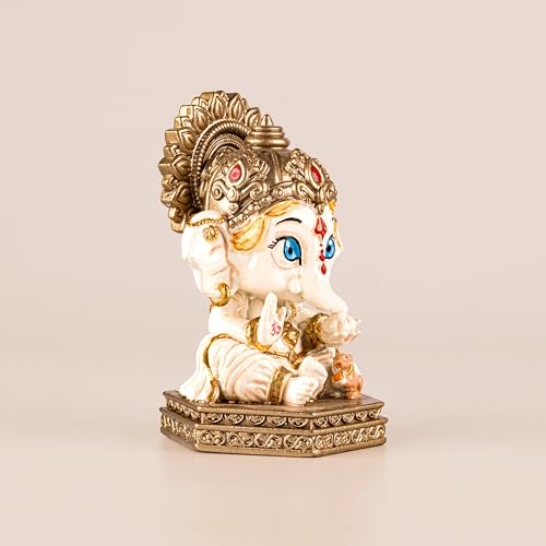 Image of Artarium Bal Ganesha Resin Idol Decorative Ganesh Statue for Home Decor Mandir Living Room Bedroom Table Gift Item Showpiece for Housewarming Festival Decoration (Bal Ganesha Idol | Cream Color)