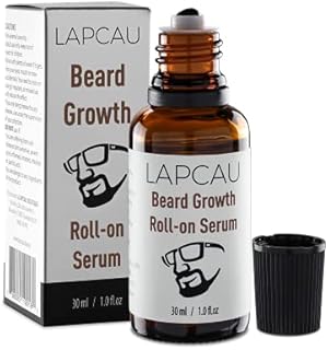 Beard Growth Serum by LAPCAU Beard Growth Roll-on Serum, with Beard Roller Massage, Herbal Beard Oil for Men for Patchy Beard Growth & Strenghen Mustaches & Thicking Grooming Beard Daily Care Serum