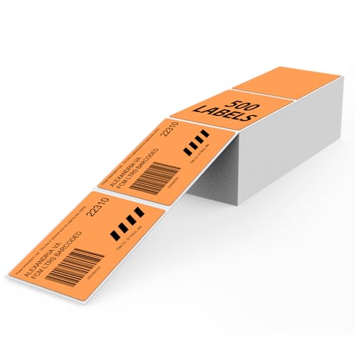 Étiquettes thermiques oranges de masquage code-barres 5,1x7,6 cm en rouleau adhésif vinyle