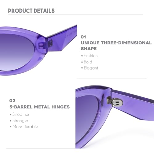 Image of mosanana Oval Cat Eye Sunglasses for Women Retro Y2K Style MS52372 | Geometric Stylish Temples, UV400 Protection, Designed for Daily Outfits, Travel and Fashion Looks