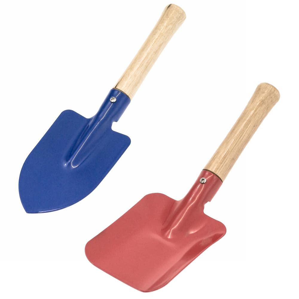 HiCollectionsKids Gardening Tool Metal Hand Trowel and Shovel Set with Wooden Handle - 1 Piece Set