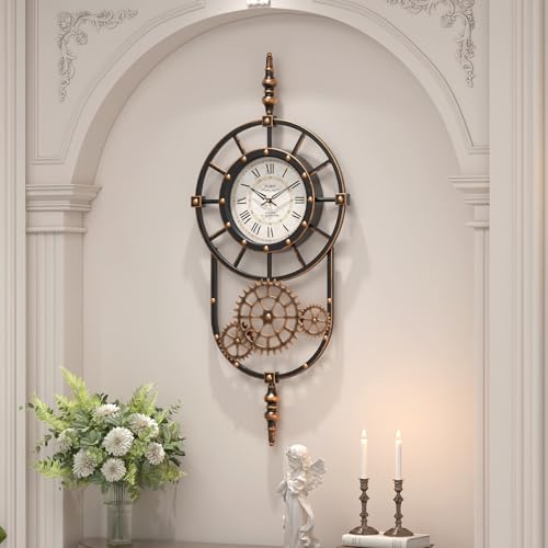 Large Antique Gold Black Steampunk Clock