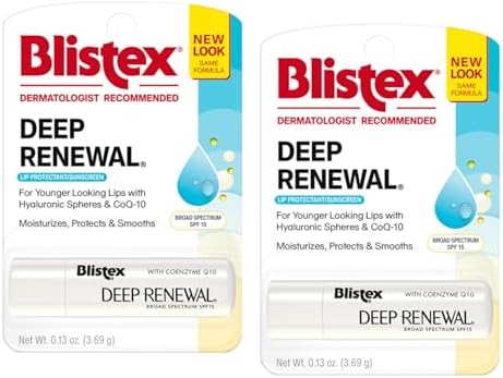 Blistex Deep Renewal Lip Protectant Sunscreen Balm, 0.13 Ounces (Pack of 2)
