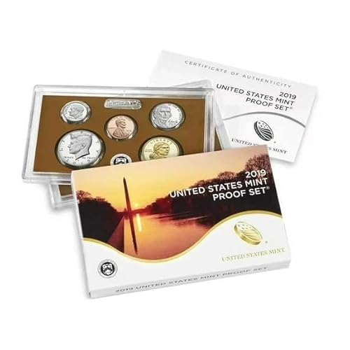 United States Mint 2019 Clad Proof Set with Original Government Packaging, Certificate of Authenticity, Commemorative Collection No W Penny Included