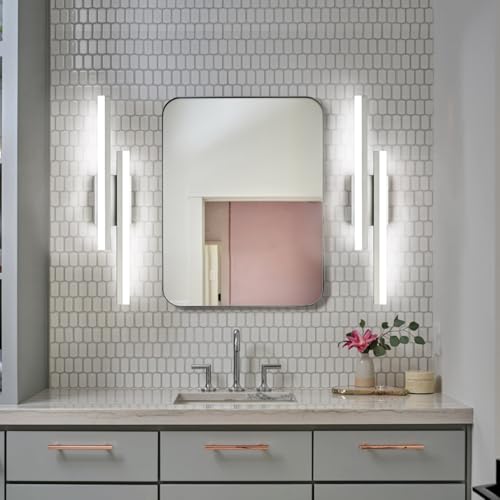 Image of PRESDE 24 Inch LED Bathroom Vanity Light Bar, Modern Brushed Nickel Wall Lighting Fixture Over Mirror