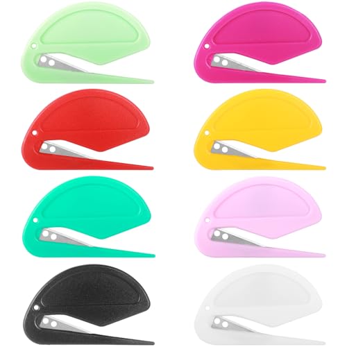 Letter Opener Envelope Slitter 8 Pack, Plastic Letter Openers with Ergonomic Grip, Safe Mail Opener