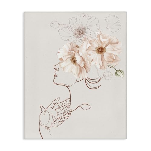 Stupell Industries Simple Pink Botanical Pattern Bouquet Person Outline, Design by Ros Ruseva, Red, 16 x 20