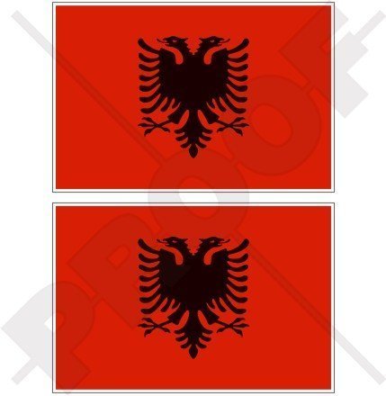 Albanische Flagge Aufkleber – 2x Vinyl-Sticker (10x6,7 Cm), Wetterfest & Langlebig, Ideal Für Auto, Helm & Mehr