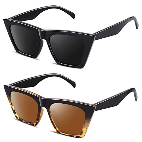 CGID Polarized Sunglasses for Women, Upgraded Square Cat Eye Lady Sunglasses M906