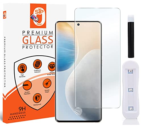Image of STP FEEL UV Tempered Glass Screen Protector For Oppo Find X6 (Pack of 1) Full Adhesive UV Glue Curved Edge to Edge Case Friendly HD Clarity with Easy installation kit