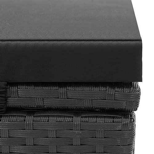 allesoky [Outdoor Sun Lounger Double Rattan Lounger with Cushion - Black Poly Rattan Furniture-Black