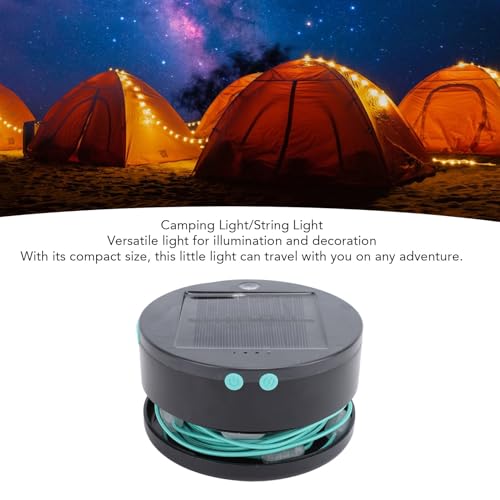 Sanpyl Solar String Lights, Solar Powered Outdoor String Lights Support USB Quick Charge, Water Proof Solar Camping LED String Lights for Porch Garden Market Decorating