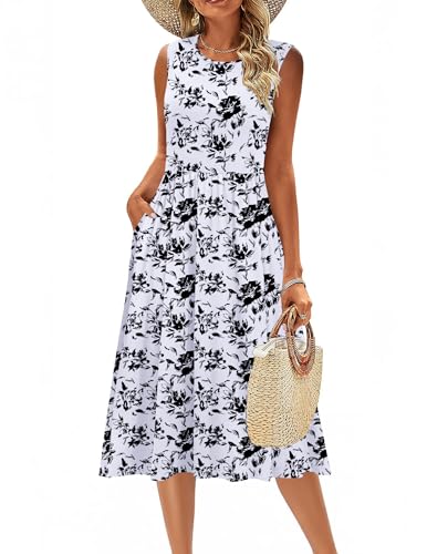 Image of Zeagoo Women's Summer Tank Midi Dress with Pockets Floral Sleeveless A-Line Casual Loose T-Shirt Dresses Beach Sundress 2026