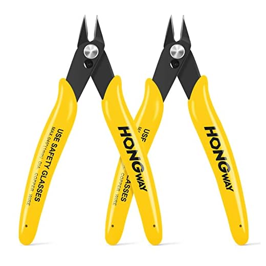 HongWay 2 Pack 5 Inch Wire Flush Cutters, Electronic Micro Cutters with Spring, Wire Snips for Soft Copper Jewelry Making and Other Cutting Needs