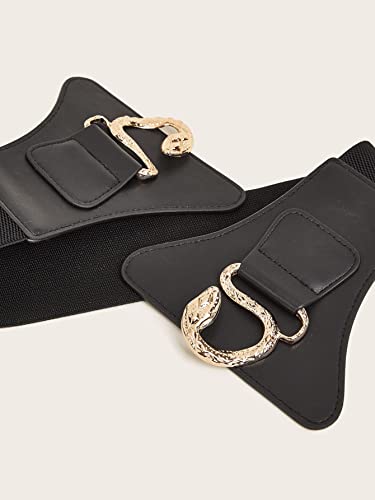 Verdusa Women's Snake Buckle Faux Leather Elastic Wide Belt Corset4