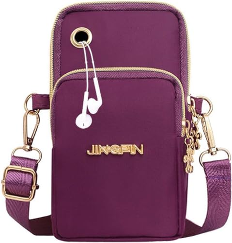 Image of Mobile Sling Bags for Women Crossbody, Multifunction Three Layer Mini Shoulder Bag Purse with Headphone Port for Teens Gilds Ladies Women