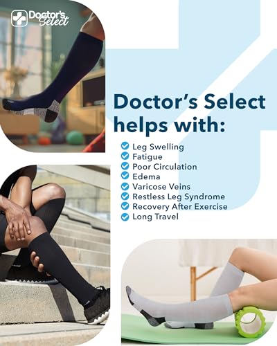 Image of Doctor's Select Bamboo Viscose Light Compression Socks for Women & Men - 3 Pairs, 8-15 mmHg Compression Socks, Knee High