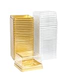 Aeojoor Clear Plastic Mini Cake Boxes, Square Cupcake Holders, Mini Dessert Packaging with Lids for Cupcakes, Macarons, Muffins Baking Gifts (25 Pack)