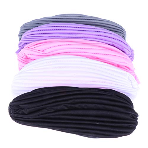 Lurrose 5 peças turbante elástico com cruz torcida turbante plissado turbante bonés para quimioterap