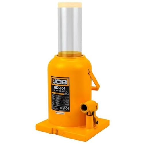 JCB 20 Tonne Automotive Hydraulic Bottle Jack, 450mm Maximum Lift - Compact Design - Easily Transported - Robust Steel plate design - 3 year Warranty, Yellow