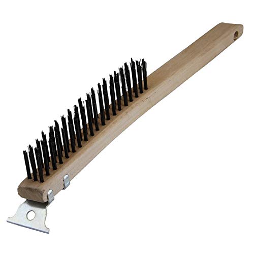Image of Warner 13-5 /8 inch 3x19 Row, Wood Handle Wire Brush w /Scraper, 11081