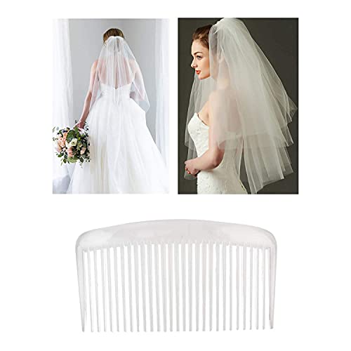20 Pack Clear White Large Plastic Hair Side Comb With Long Teeth Hairpins Grips Barrettes Clamps Bows For Women Bridal Wedding Veil Decorative Headpiece French Twist Updo Bun Accessories #TOP2