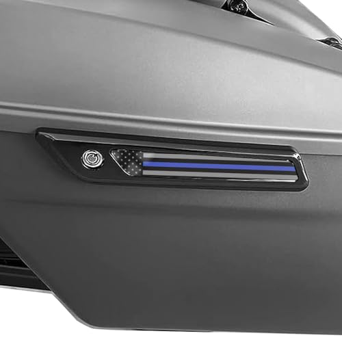 Insertos para alforjas aftermarket para modelos Harley Davidson Touring 2014 y posteriores, vendidos en pares, bandera USA Línea Azul fina miniatura 3