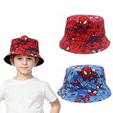 IUSPUYT 2er Set Kinder Bucket Hut,Sonnenhut für Jungen mit UV-Schutz,Atmungsaktive Baumwolle,Ideal für Strand,Garten & Reisen