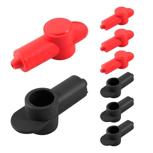 JNXIJ 8 PCS Silicone Terminal Covers, Insulated Protector Boot for Alternator Battery Stud Power Junction Blocks, Automotive Terminal Insulating Covers for 1/4