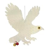 PESTEZE Glänzende holografische Eule Vogelabwehr mit 2 Glocken [31,8 x 40,6 cm] Schall & Reflexion schreckt Spechte, Tauben, Krähen, Enten, Gänse und Tiere von Höfen ab, ohne Schaden zum Schutz des