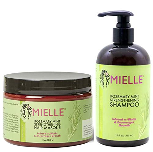 Rosemary Mint Strengthning Hair Masque & Champú fortalecedor Rosemary Mint de Mielle Organics