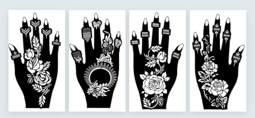 4 Blätter Rosen Tattoo Schablone Blumen Tattoo Vorlage für Handbemalung Roses4 4 Blätter Rosen Tattoo Schablone Blumen Tattoo Vorlage für Handbemalung Roses4