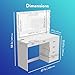 GentProd White Vanity Desk with Mirror and Lights - 7 Drawer Storage, Includes Charging Station with 2 Outlets & 2 USB Ports | Custom Wall Mount Lights & Tools