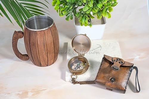Brújula NAUTICAL COLLECTION con cita grabada, artesanal, de latón, portátil y vintage miniatura 1