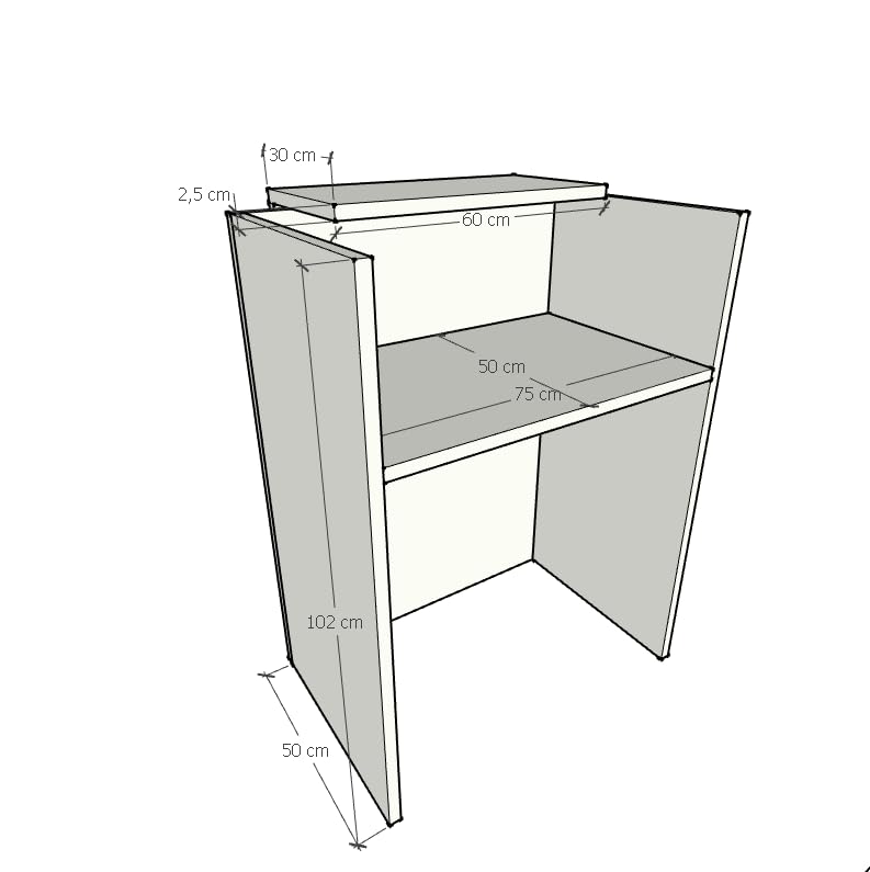 Mostrador de recepcion, para Oficina, Tiendas, pelquerias. Pequeño y Robusto. Medidas 80x50x105. Facil Montaje. Fabricado EN ESPAÑA. (Negro)